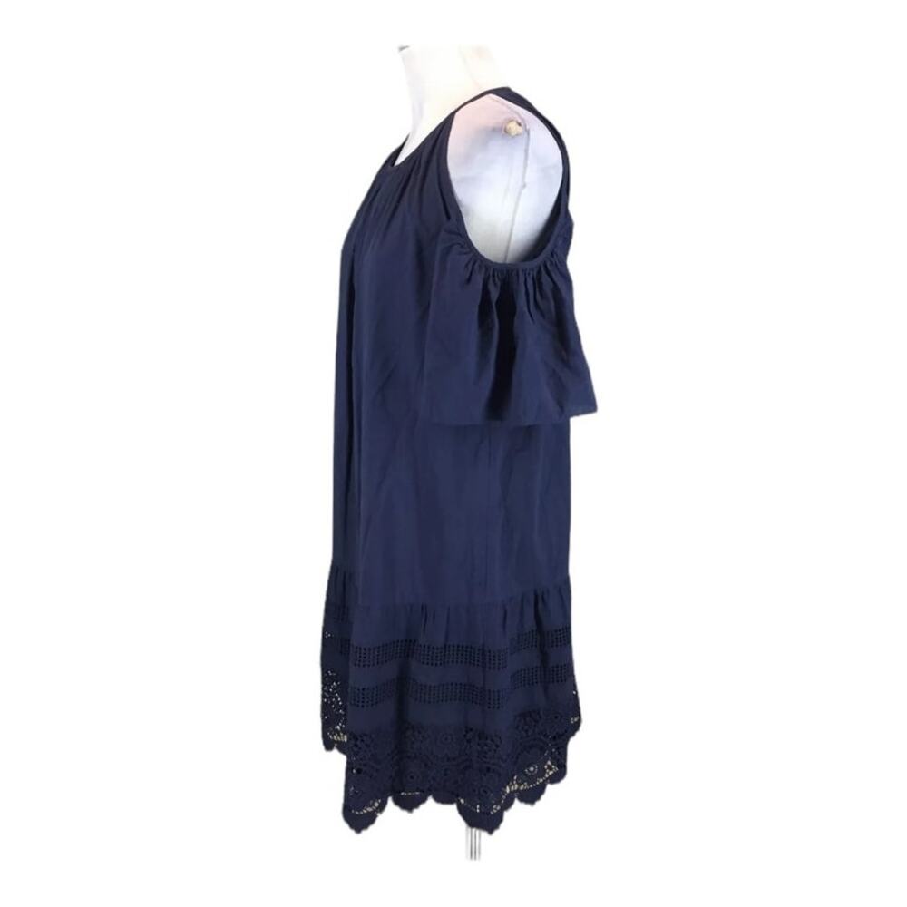 Maggy London navy blue cold shoulder dress with embroidery size 8